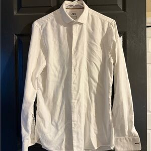 Zara Men's White Dress Shirt Modern Fit Size Medium Slim Fit